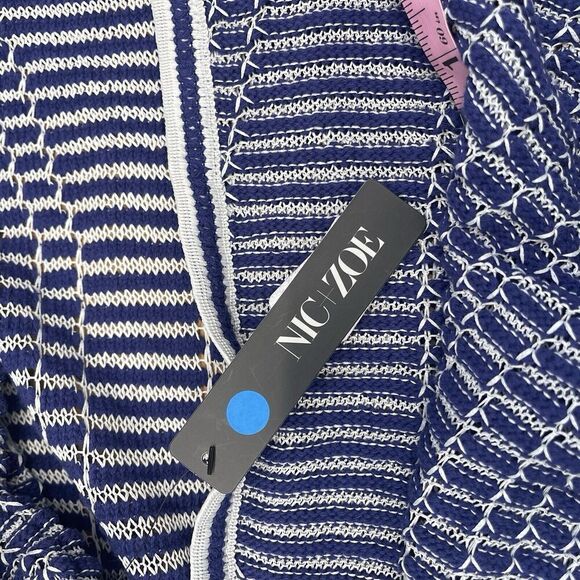 Nic+Zoe Cardigan Sweater Womens Size XL Blue White Stripe Knit Open Front NWT - Picture 6 of 8